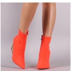 Lucite Wedge Heel Sock Ankle Boots